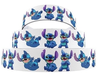 Disney Lilo and Stitch Ribbon 1&quot;, 1.5&quot;, 2&quot; and 3/8 Inch High Quality Grosgrain Ribbon By The Yard | Hair Bows Scrapbooking Wreaths and More