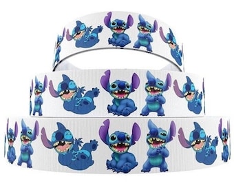 Disney Lilo and Stitch Ribbon 1", 1.5" and 2" High Quality Grosgrain Ribbon By The Yard | Hair Bows Scrapbooking Wreaths Bookmark More