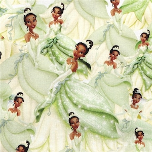 Disney Princess Tiana Fabric 100% Cotton Fabric Fat Quarters Fat Eighths Tumbler Cut Disney Characters Princess and the Frog New Orleans