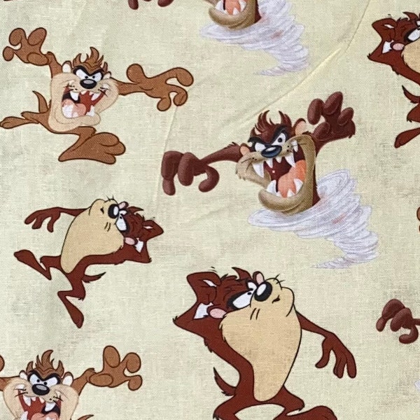 Looney Tunes Fabric 100% Cotton Fabric by the Yard Cartoon Collage Tasmanian Devil