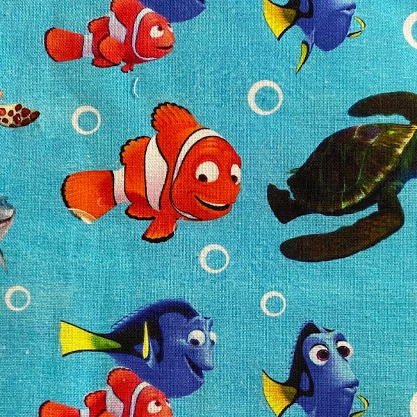 Disney Finding Nemo Fabric 100% Cotton Fabric by the Yard Dori Squirt Crush Marlin Bruce Water Ocean