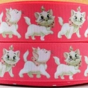 Disney Marie Aristocat Ribbon 1" High Quality Grosgrain Ribbon By The Yard Girl Cat Movie Film Duchess Daughter