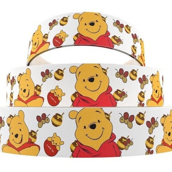 3/8" Disney's Winnie the Pooh Ribbon High Quality Grosgrain Ribbon By The Yard | Honey Bees | Hair Bows, Shoelaces, Scrapbooking, and More