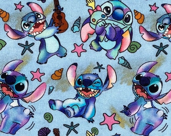 Tela Disney Stitch 100% algodón, cuartos de tela, octavos de tela, corte para vasos, tela Lilo & Stitch, retazos