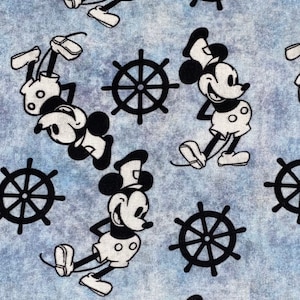 Disney Steamboat Willie Fabric 100% Cotton Fabric Fat Quarters Fat Eighths Tumbler Cut Disney Cruiseline Wonder Magic Dream Mickey Mouse