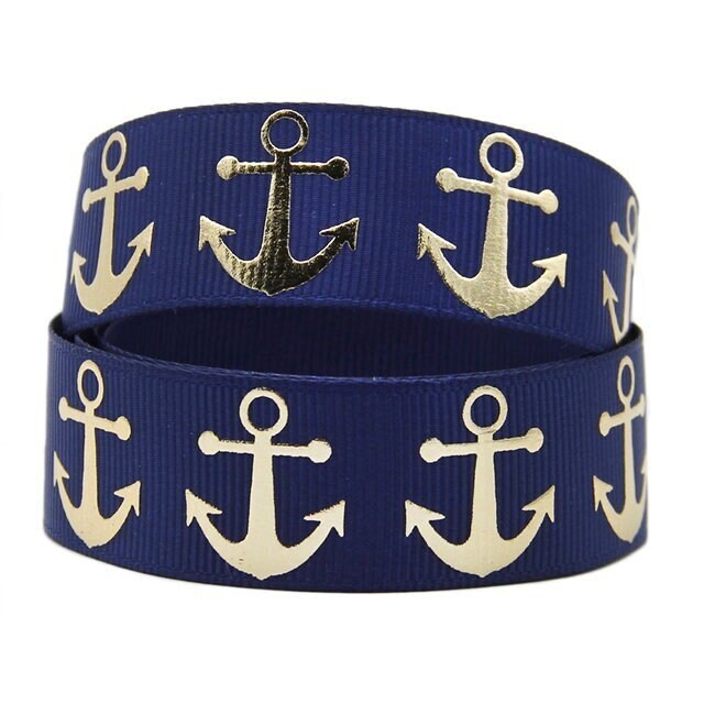 Nautical Anchor Ribbon 7/8