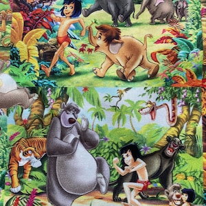 Disney Jungle Book Fabric 100% Cotton Fabric by the Yard Disney Mowgli Baloo Shere Khan Fabric