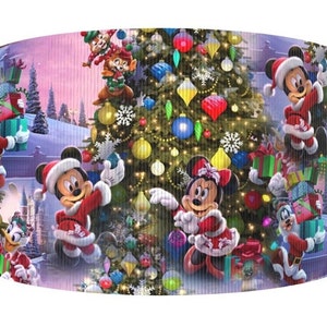 Disney Christmas Ribbon 1.5&quot; and 2&quot; High Quality Grosgrain Ribbon By The Yard Mickey Mouse Minnie Mouse Santa Goofy Xmas Disney Ribbon