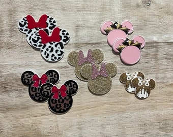 Complete set van Disney Minnie Mouse Head Flat Back Planar Resin | Dierenprints | Haar Boog Centrum, Sleutelhanger, Magneet, Scrapbook Verfraaiing