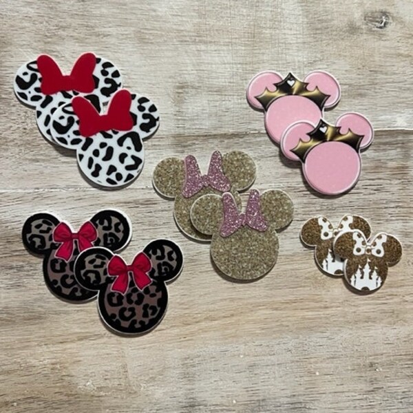 Complete Set of Disney Minnie Mouse Head Flat Back Planar Resin | Animal Prints | Hair Bow Center, Keyring, Magnet, Scrapbook Embellishment