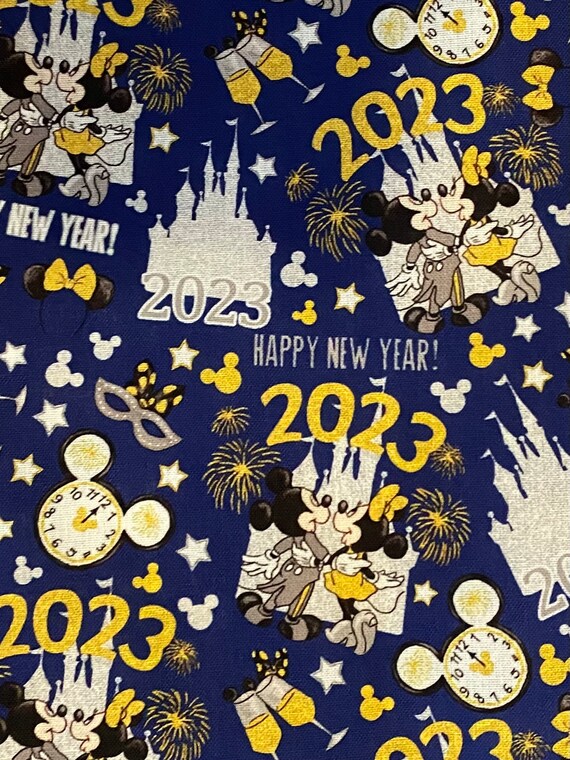 23 Disney Happy New Year Fabric 100 Cotton Fabric Fat Etsy 23 Disney Happy New Year Fabric 100 Cotton Fabric Fat Etsy