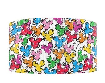 Cinta de grogrén de Disney Mouse, multicolor, para moños, decoración de fiestas y manualidades, 2,5 cm, 3,8 cm y 5 cm.