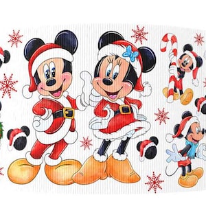 Disney Christmas Ribbon 1&quot;, 1.5&quot; and 2&quot; High Quality Grosgrain Ribbon By The Yard Mickey Mouse Minnie Mouse Santa Claus Xmas Disney Ribbon