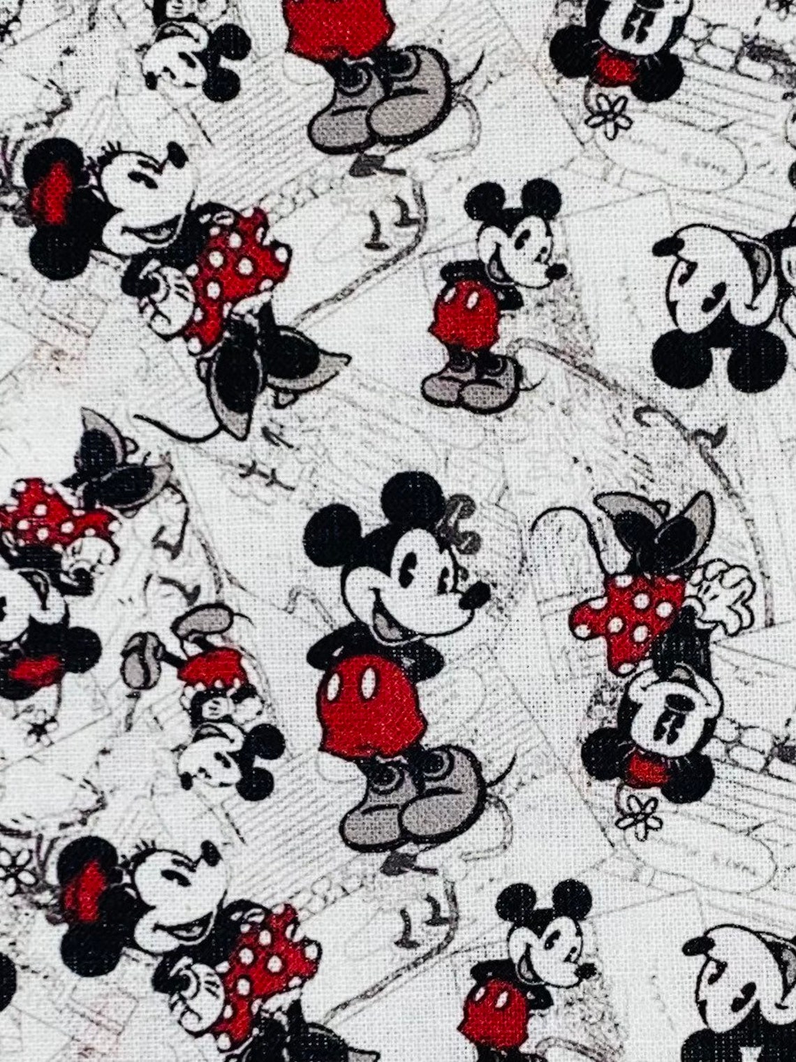 Mickey Mouse Minnie Mouse Fabric 100% Cotton Fabric by the - Etsy