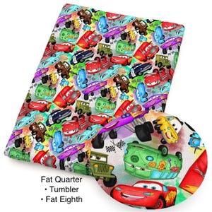 Disney Bilar Bomullstyg Fat Quarter – FQ F8 Tumbler Cuts – Blixten McQueen-tryck bild 2