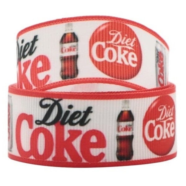 Diet Coke Ribbon 1", 1.5" and 2" High Quality Grosgrain Ribbon By The Yard Coca Cola Soda