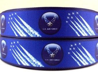 United States Air Force Ribbon 1" High Quality Grosgrain Ribbon By The Yard U.S. Military Ribbon Beautiful Blue