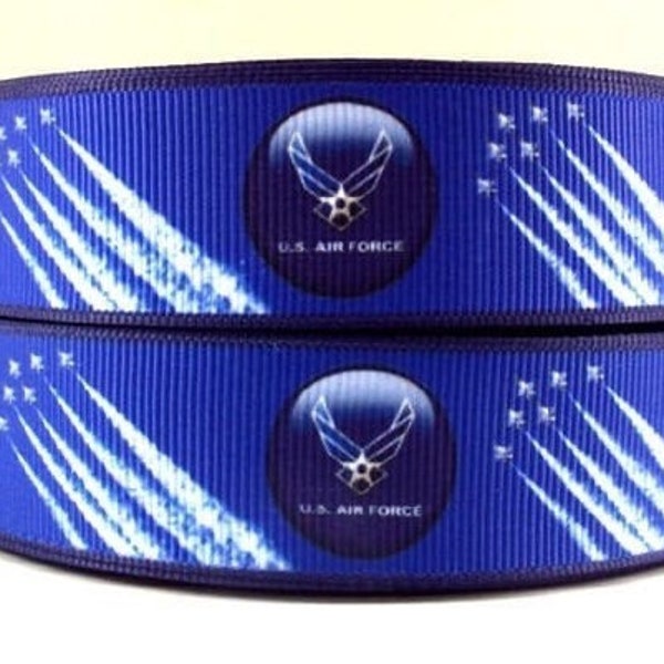 United States Air Force Ribbon 1" High Quality Grosgrain Ribbon By The Yard U.S. Military Ribbon Beautiful Blue