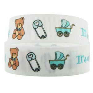 Baby Ribbon 1 and 1.5&quot; High Quality Grosgrain Ribbon By The Yard It&#39;s A Girl Ribbon It&#39;s A Boy Ribbon Babies Baby Shower Diaper Cakes More