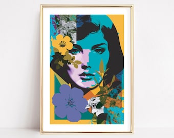 Retro Woman Poster | Botany Retro Wall Art | 70s Wall Art | Unframed