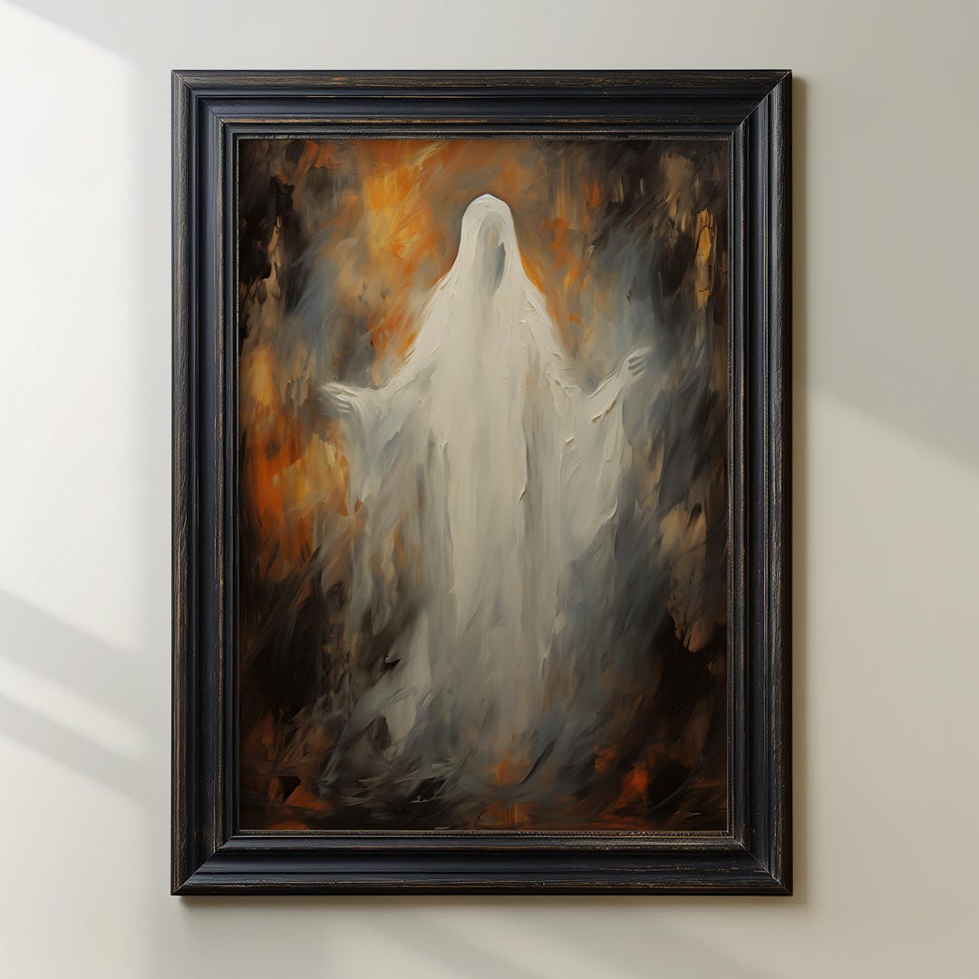 Ghost Abstract Ghost Poster Dark Academia Art Print Ghost Halloween Painting Abstract ...