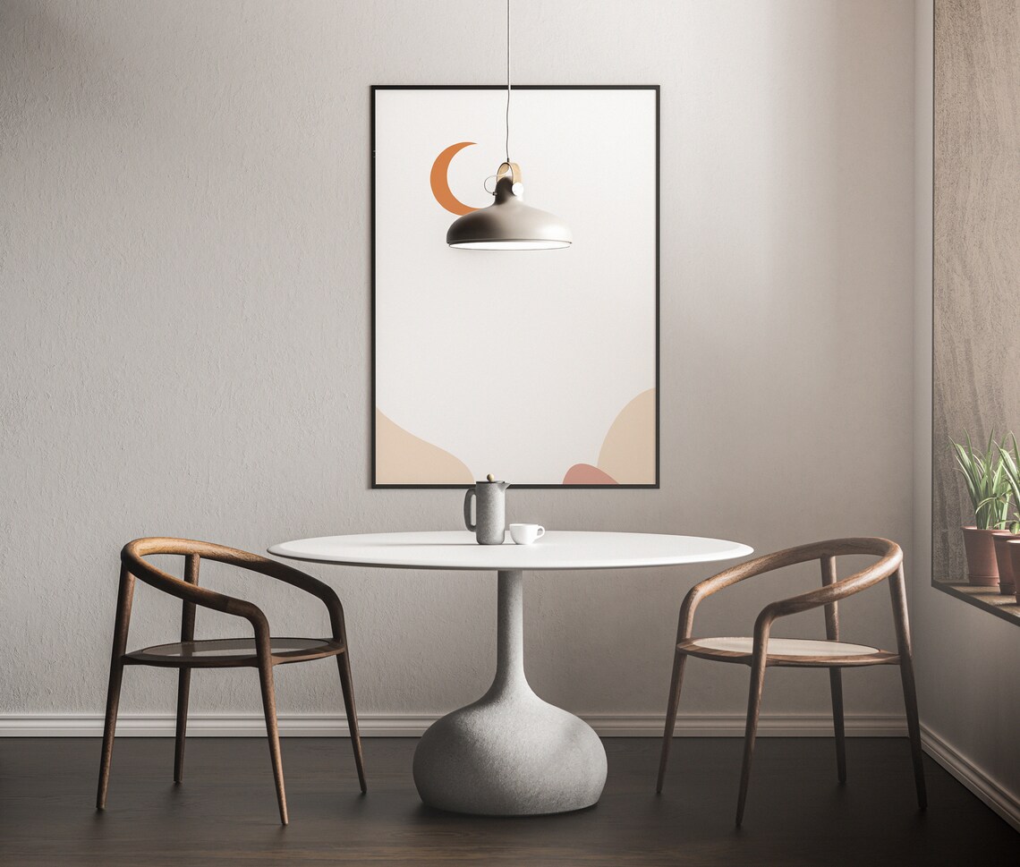 Crescent Moon Printable Wall Art New Moon Wall Art Brown | Etsy