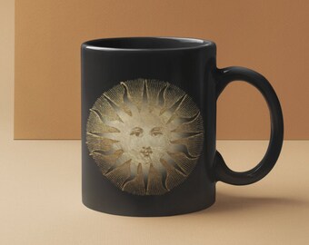 Alchemists Gold Sun 11oz custom Black Mug, Alchemy, Sun, Gold, Custom Coffee Mug