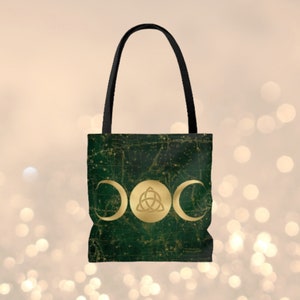 Triple Moon Godin, Keltische Triquera op Vintage Star kaart Aangepaste Tote Bag, School Gift, Moeder Gift, Witch Gift