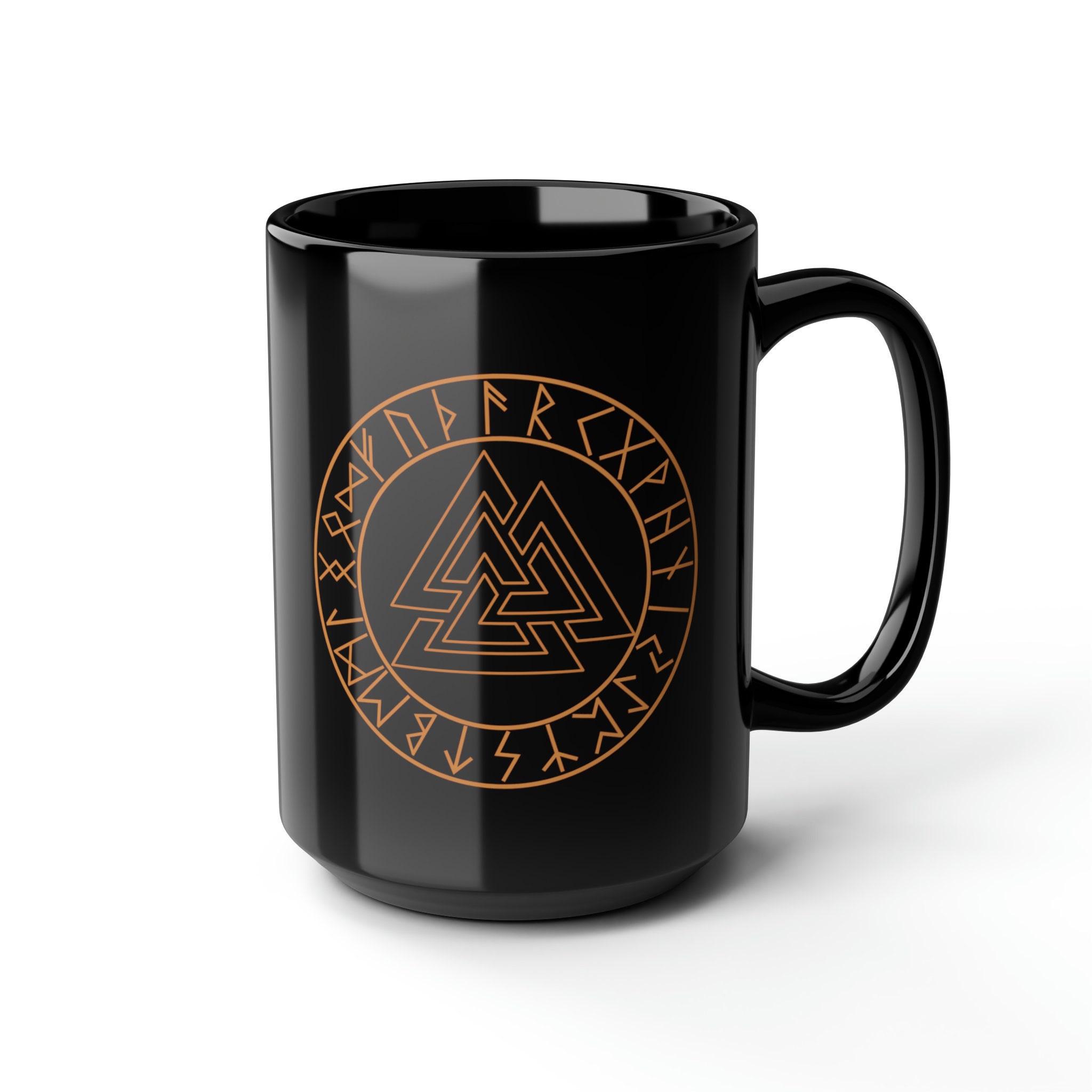Odin Valknut, Vegvisir and Runes Mug, Valknut, Viking Gift, Norse Gift, Norse Coffee Mug,Black mug 15oz