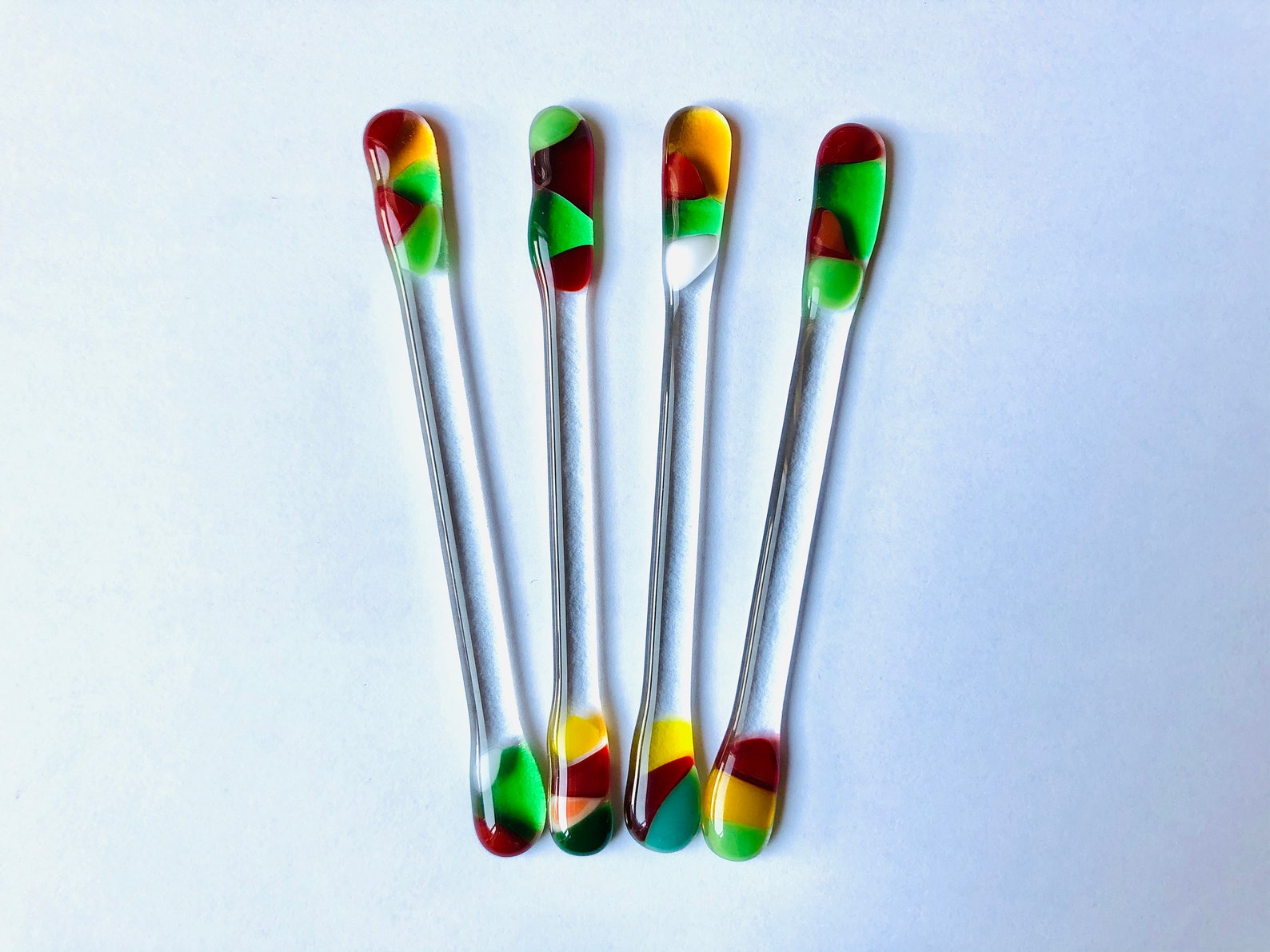 Fused glass drink stirrers multi coloured Etsy
