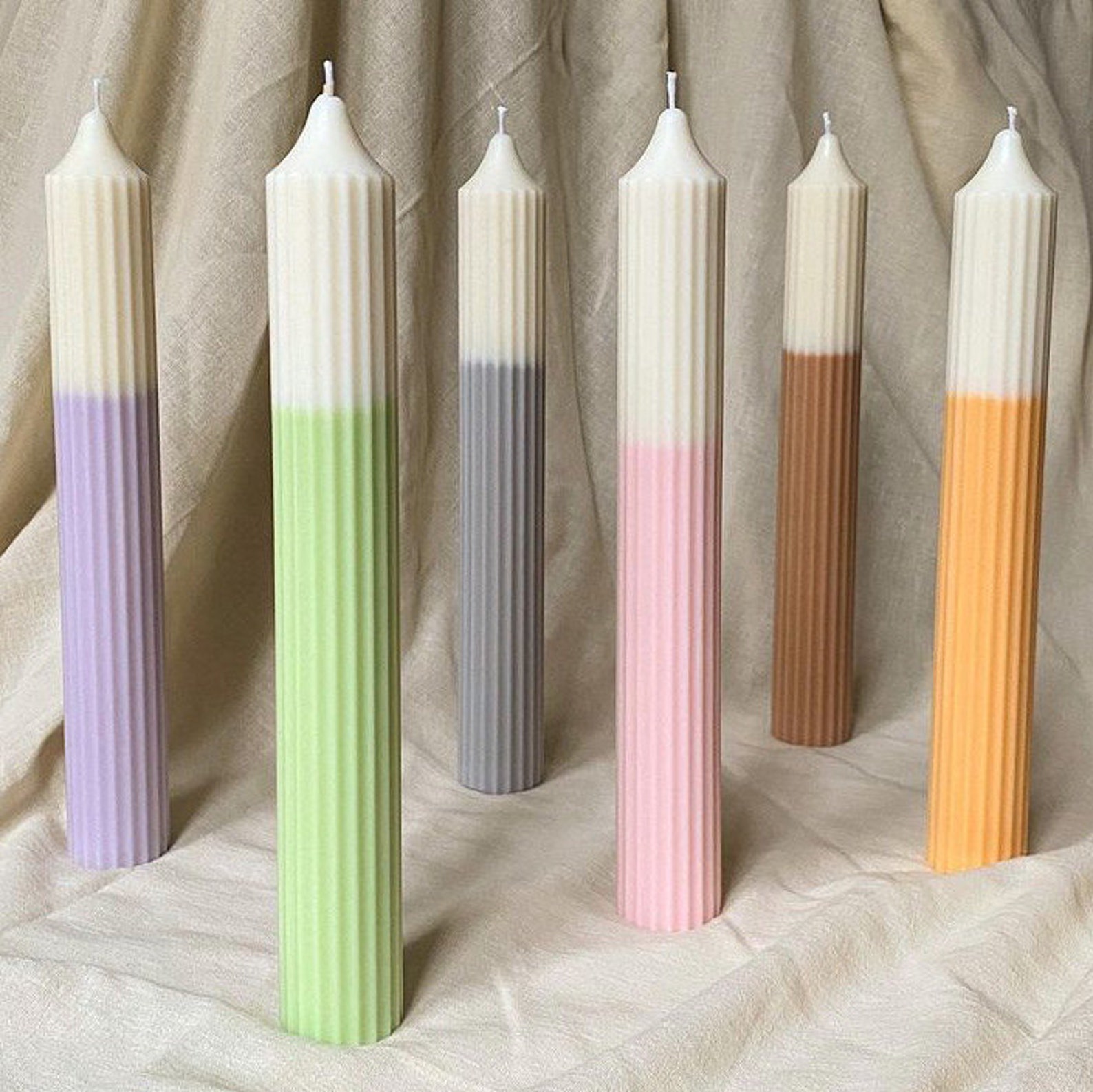 Large Ribbed Pillar Candle Etsy