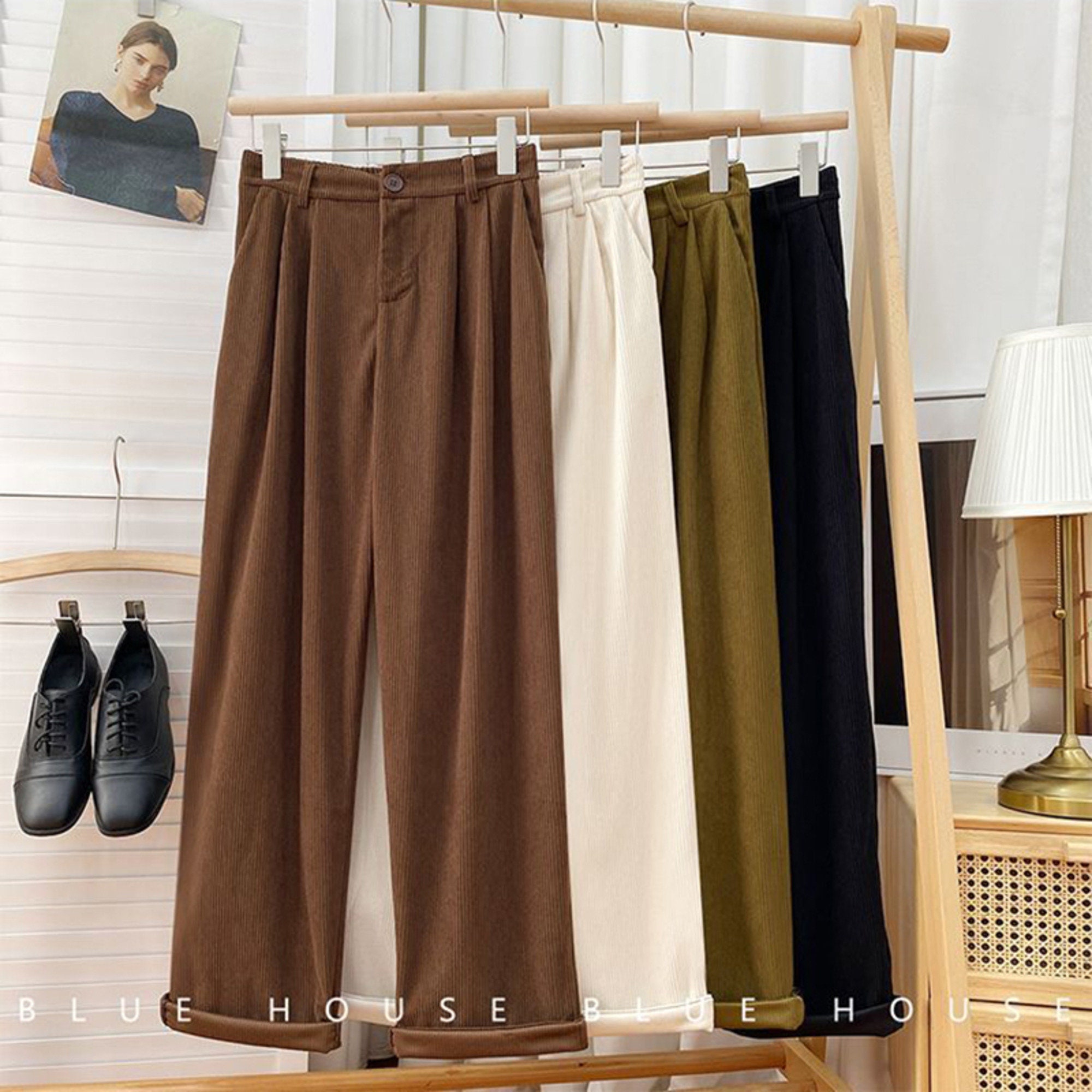 Autumn Solid Color Retro Corduroy Pants main image 1