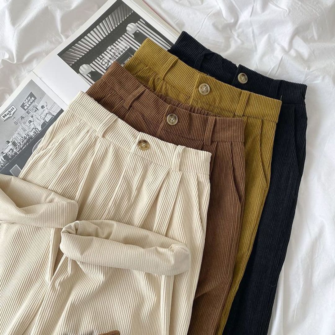 Autumn Winter Retro Corduroy Solid Color Pants