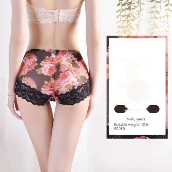 Lace Panties Women's Print Seamless Mid-waist Large Size