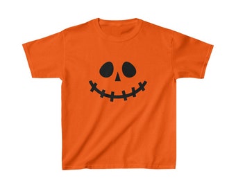 Kinder Jack O Laterne, Kürbis Gesicht T-Shirt - Kinder Halloween Shirt, Kürbis Shirt, Kürbis Gesicht, Jugend Halloween Shirt, passende Shirts