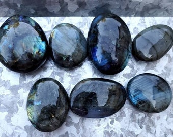 Labradorite Palm Stones - blue flash