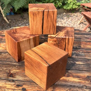 Rustic Solid Oak Display Cube, Hand Finished Wood Block, Natural Decor Paperweight,