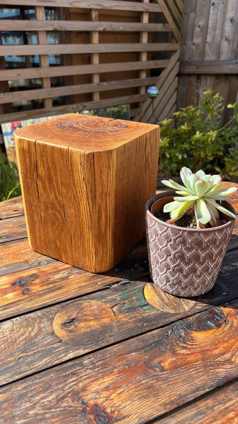 Hand-Finished Reclaimed Oak Plinth, Rustic Display Block, Plant Stand, Sculpture Base, image 20