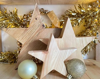 Rustic Pine Christmas Star: Reclaimed Wood Ornament, Tree Topper