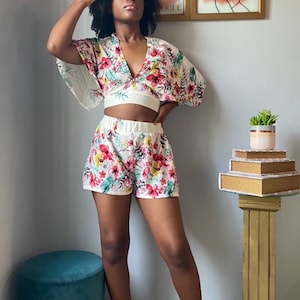 Summer Floral White Shorts Set