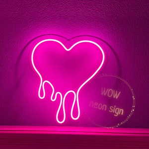 Dripping Heart Neon Sign, Pink Neon Sign Bedroom, Custom Led Neon Light  Sign, Neon Decorations, Personalized Gift, Birthday Party Gifts 