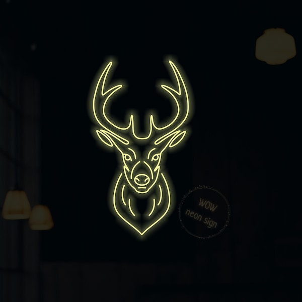 Deer antler led neon sign, Deer horns neon light sign, Deer skull neon light, Deer hunter neon gift