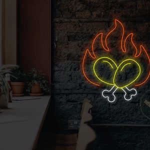 Fried chicken neon sign, Fast food chicken neon, Fried chicken neon light, Chicken neon sign
