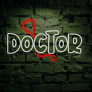 Custom Doctor Neon Sign with Stethoscope – Medical Wall Light, Doctor Office Decor & Graduation Gift