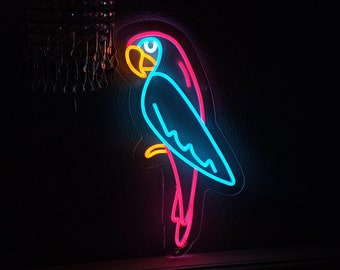 Watercolor parrot led neon sign, Parrot neon sign light, Jungle bird led neon sign, Bird of paradise led neon sign