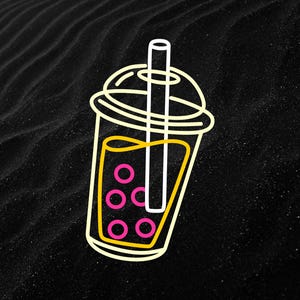 A placa de néon LED Bubble Tea é uma decoração de parede de néon Boba brilhante para uma luminária de parede de café