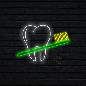 Insegna al neon a led per denti e spazzole, Insegna al neon a led per studio dentistico, Insegna al neon a led per igiene dentale, Insegna al neon a led per denti bianchi