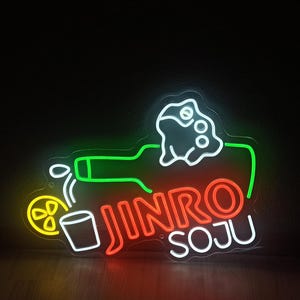 Jinro soju neon sign, Frog soju led light sign, Custom drink shot neon sign, Jinro led neon sign