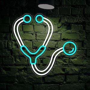 Stethoscope LED Neon Sign – Medical Wall Light, Doctor Office Decor & Nurse Gift Idea