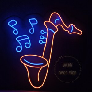 Saxophone neon sign, Led light music instrument, Acrylic music sign, Saxophone neon wall decor, Music studio neon sign